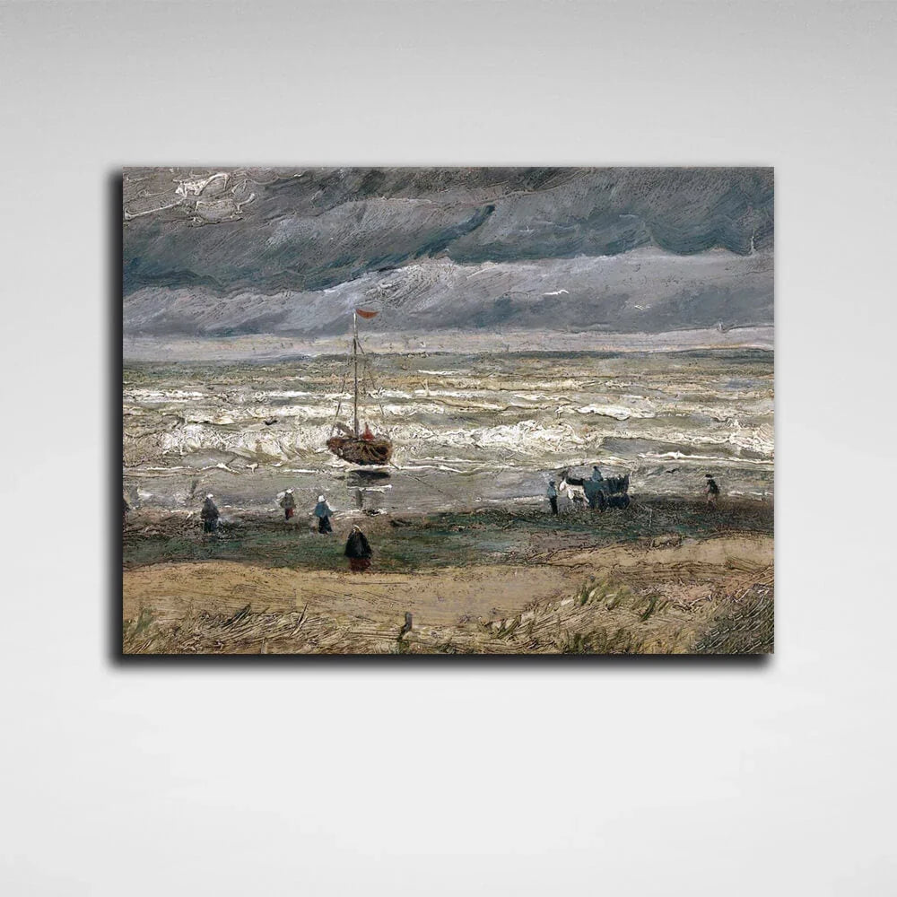 Sea view off Scheveningen Reproduction Canvas Wall Art Print