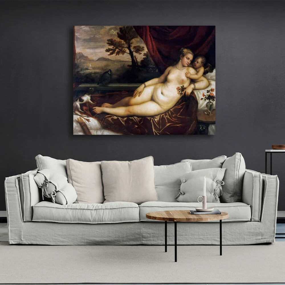 Venus with Cupid Canvas Wall Art Print