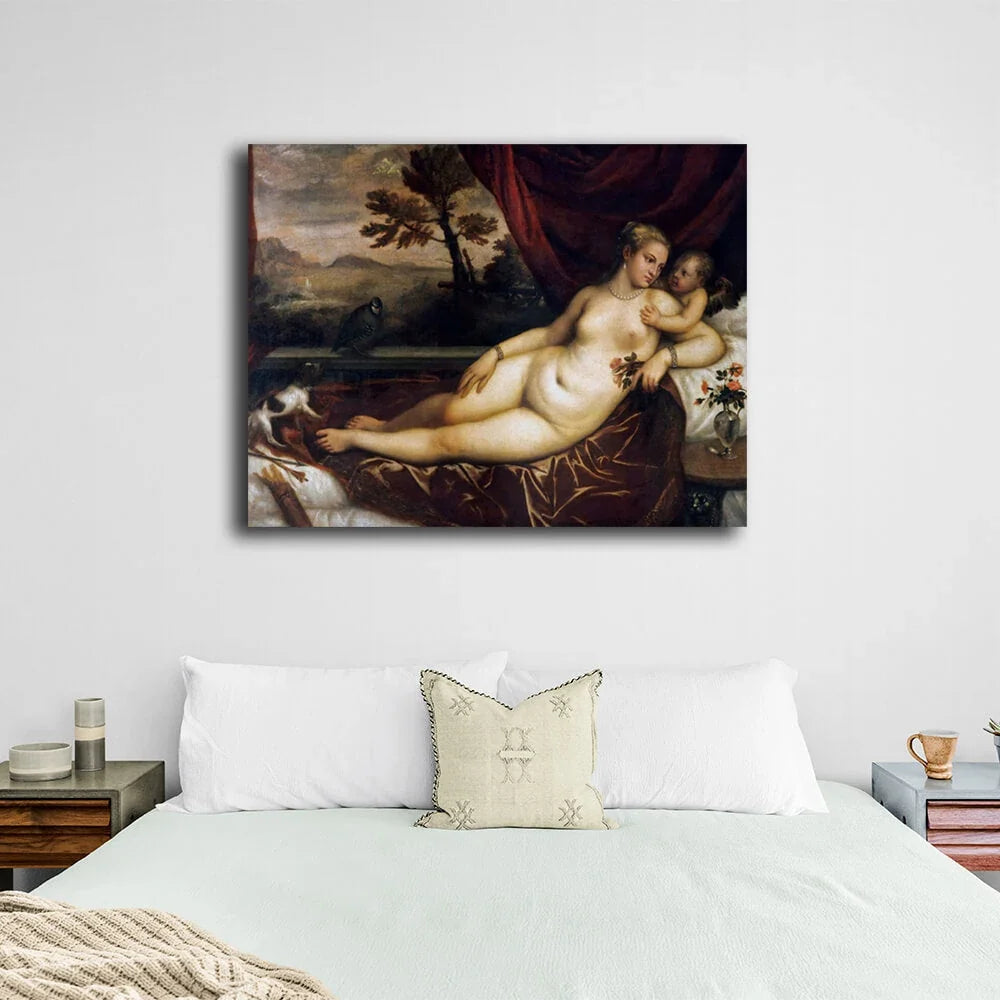 Venus with Cupid Canvas Wall Art Print