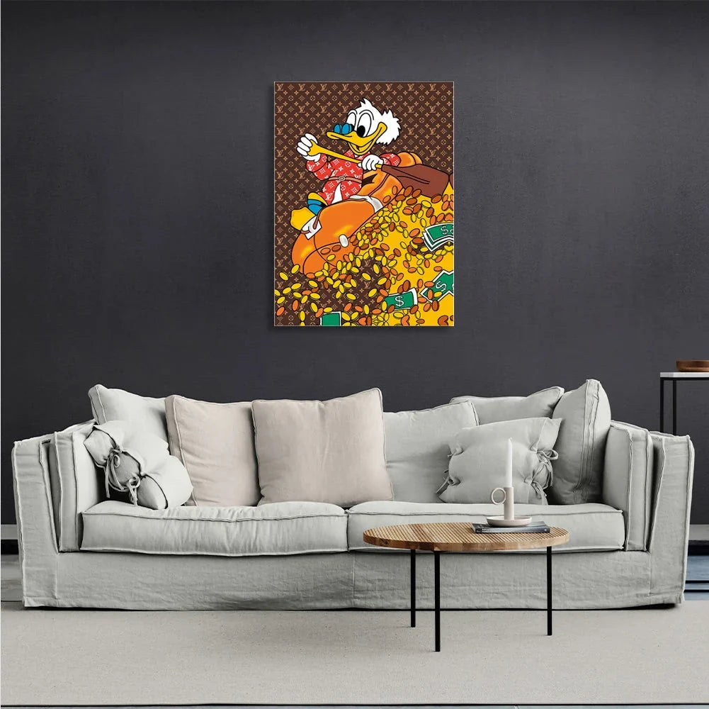 Scrooge wave of money Inspirational Canvas Wall Art Print