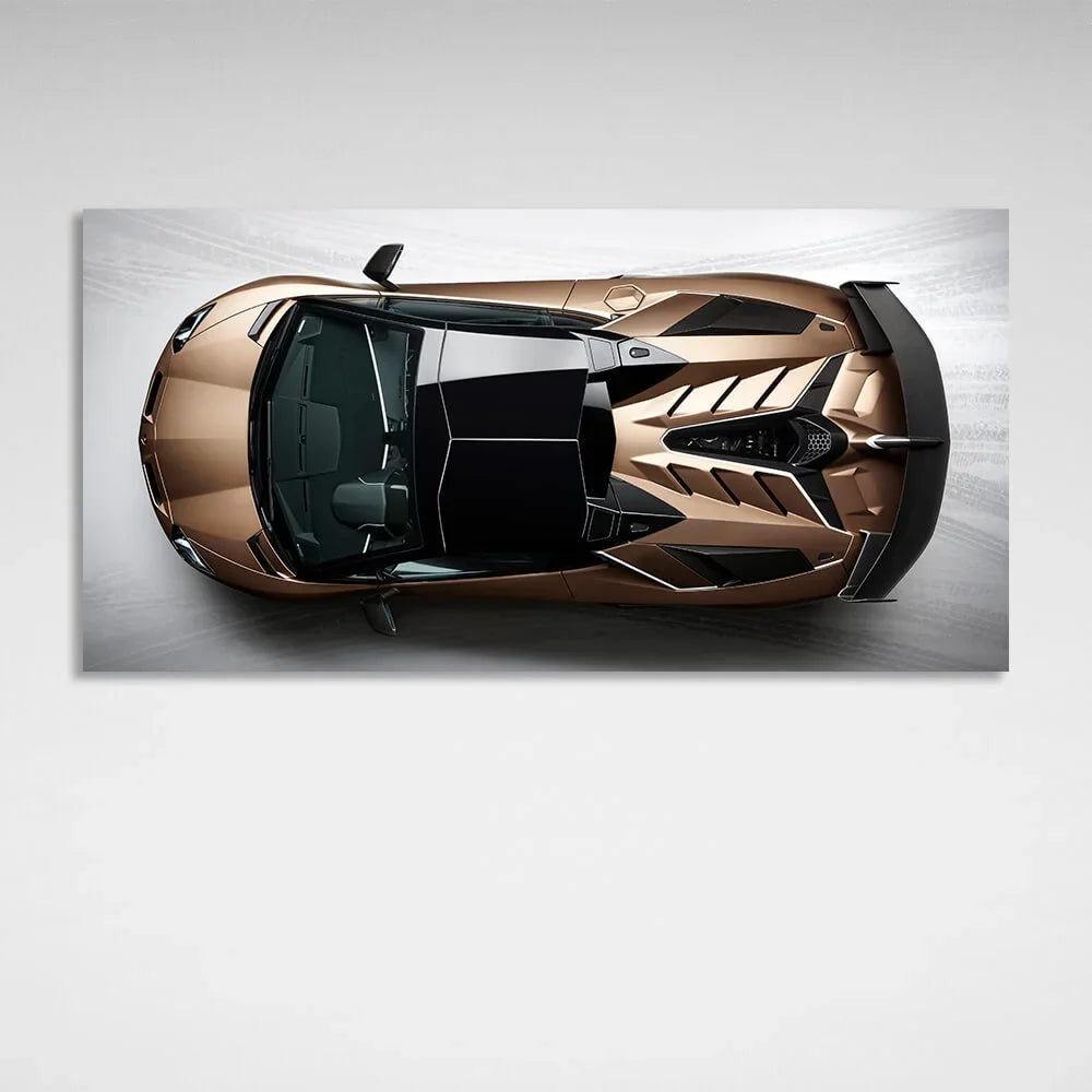 The car is a brown Lamborghini  Canvas Wall Art Print