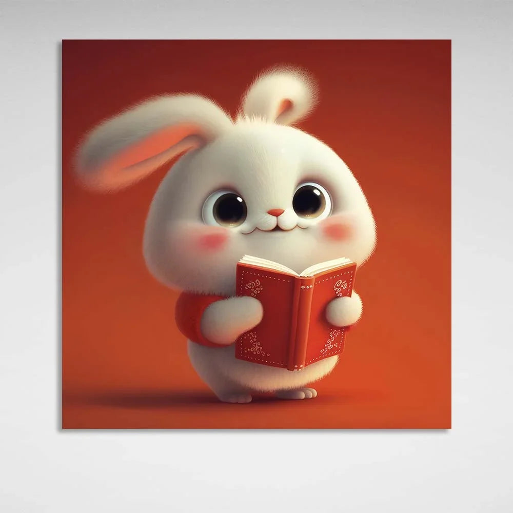 To the children's room Bunny with a book Canvas Wall Art Print