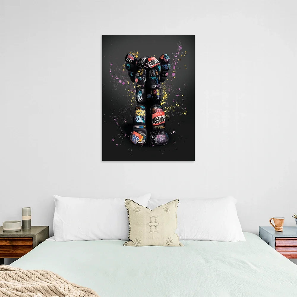 KAWS CANVAS Wall Art – Graffiti Black Edition