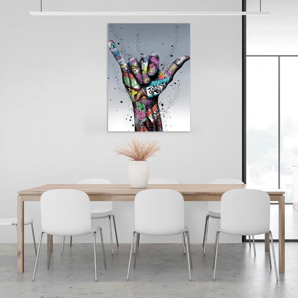 Graffiti Gesture Canvas Kaws Wall Art
