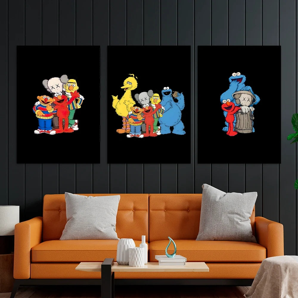 KAWS CANVAS Wall Art Collection: Sesame Street Edition