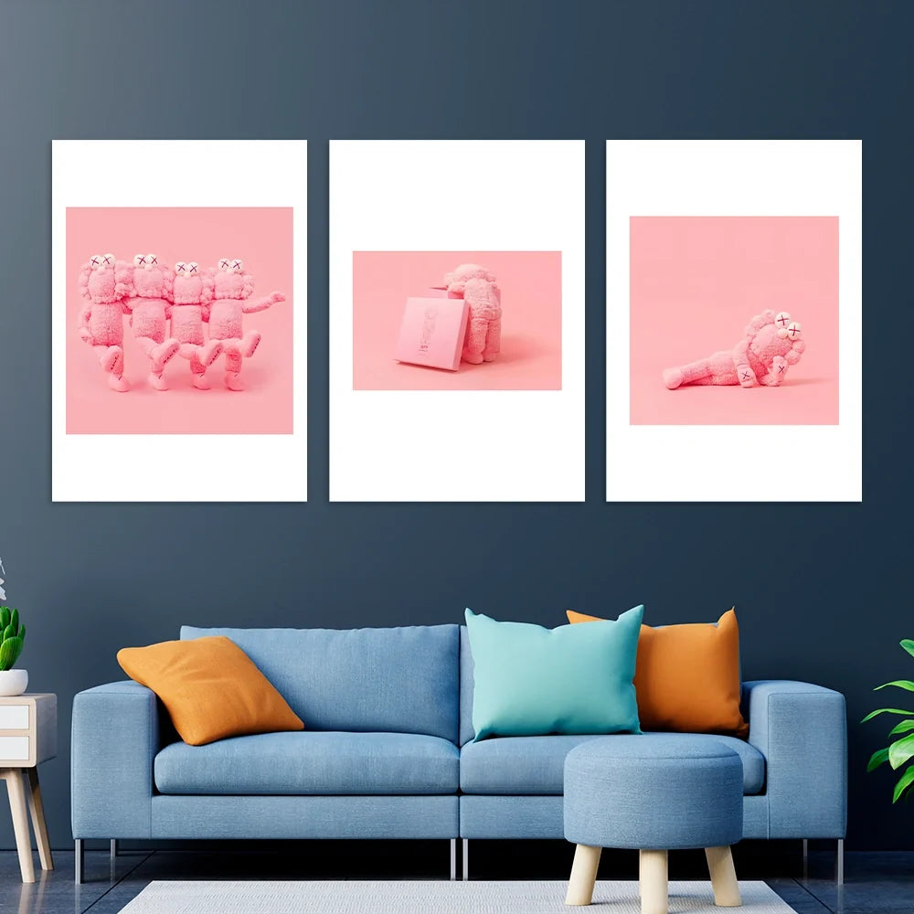 KAWS CANVAS Wall Art Collection: Pink Plush Edition