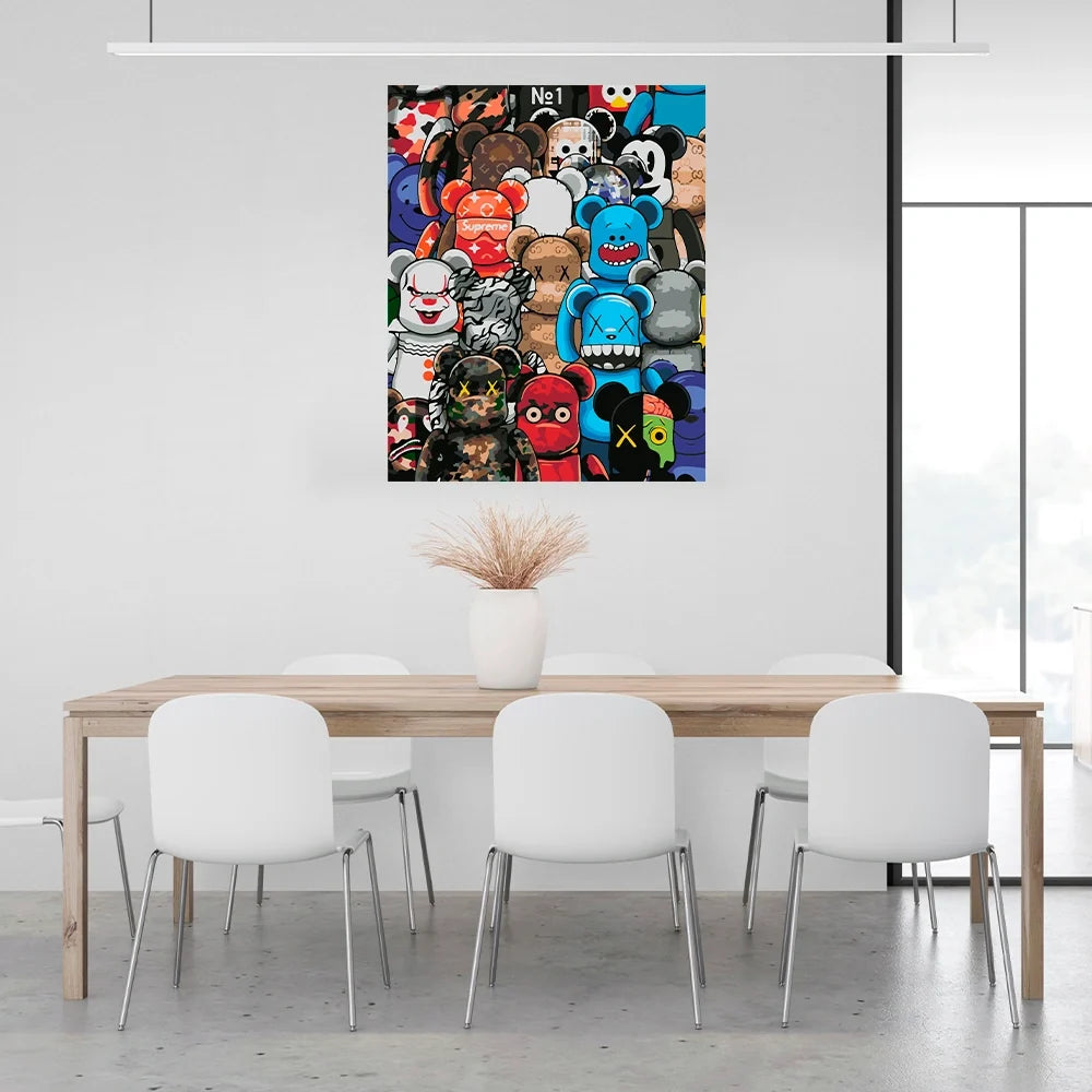 Vibrant Bearbrick Collection Canvas Art - Colorful Street Art Inspired Print for Urban Decor