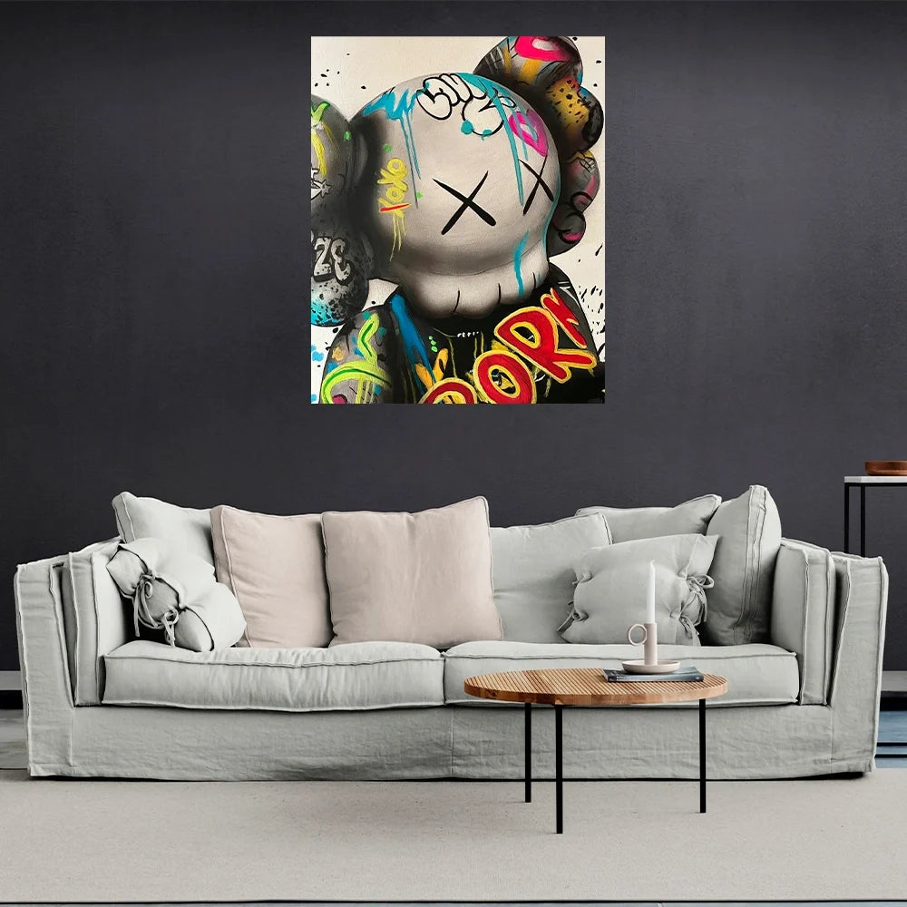Kaws Vibrant Graffiti  Canvas Art - Bold Urban Style Print for Dynamic Home Decor