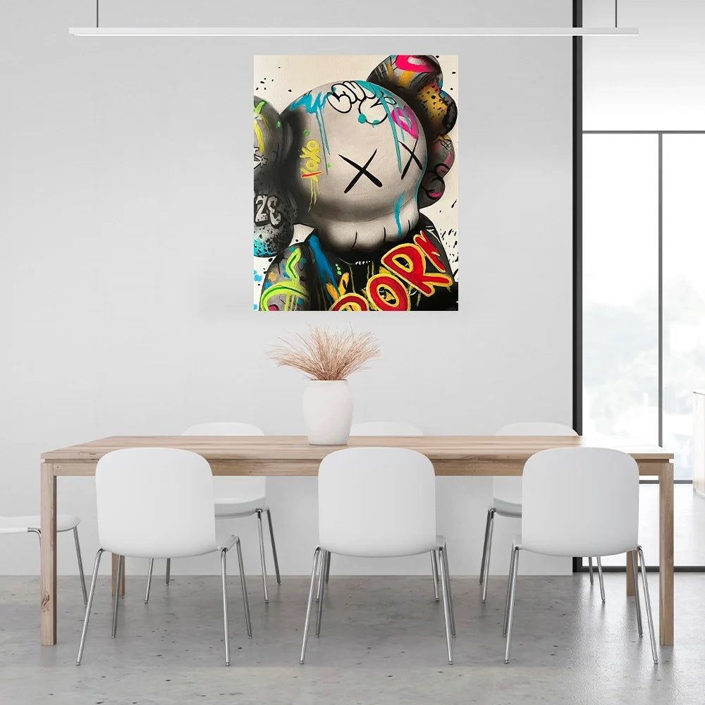 Kaws Vibrant Graffiti  Canvas Art - Bold Urban Style Print for Dynamic Home Decor