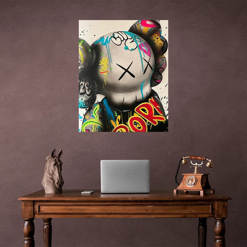 Kaws Vibrant Graffiti  Canvas Art - Bold Urban Style Print for Dynamic Home Decor