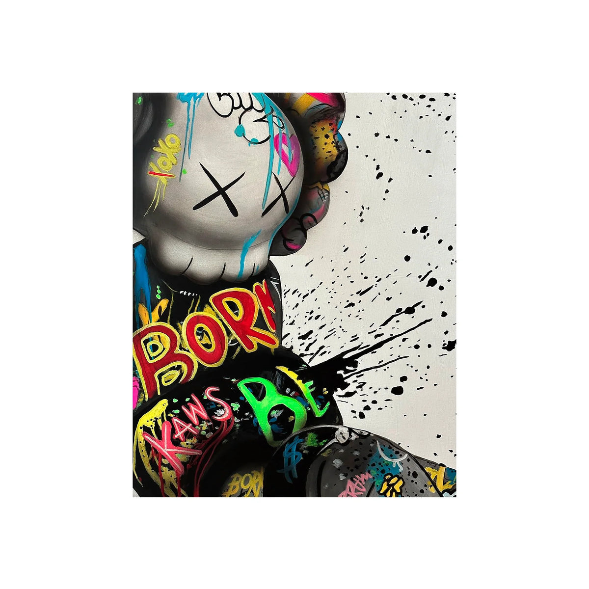 Kaws Dynamic Graffiti Canvas Wall Art - Bold Urban Expression for Contemporary Spaces