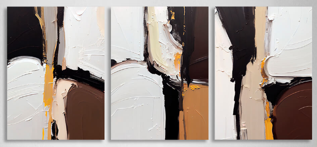 Modular abstraction in white black and brown Multi Panel Canvas Wall Art Print