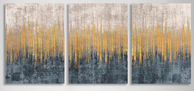 Modular abstract beige and gray with gold Multi Panel Canvas Wall Art Print