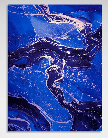 Dark blue and blue tones Abstraction Canvas Wall Art Print