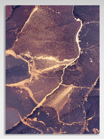 Gently purple abstract with gold lines Abstraction Canvas Wall Art Print