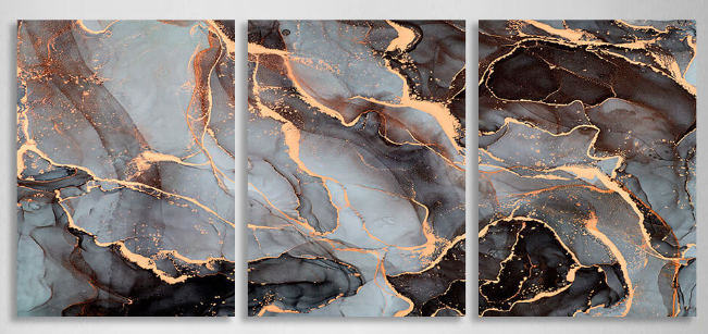 Modular gray-gold abstraction Multi Panel Canvas Wall Art Print