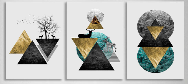 Modular abstract on white background with geometric shapes Multi Panel Canvas Wall Art Print