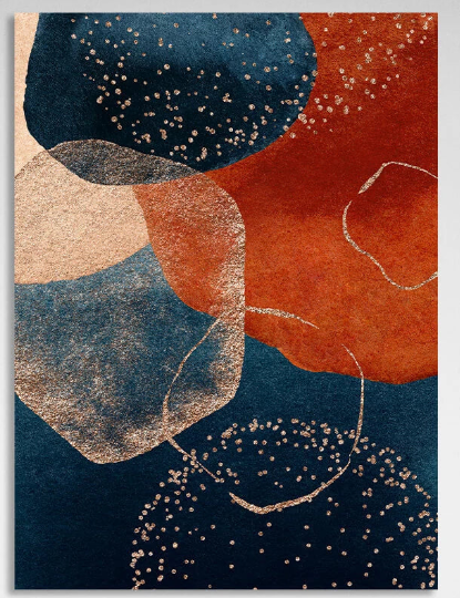 Blue with burgundy tones Abstraction Canvas Wall Art Print