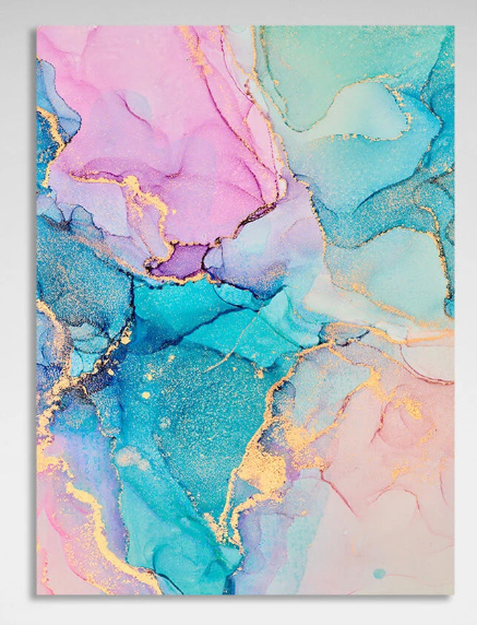 Gently turquoise with pink tones Abstraction Canvas Wall Art Print