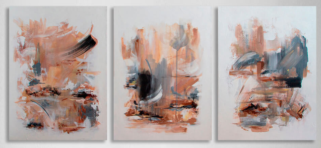 Modular abstract in beige shades Multi Panel Canvas Wall Art Print