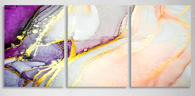 Modular powdery lavender abstract Multi Panel Canvas Wall Art Print