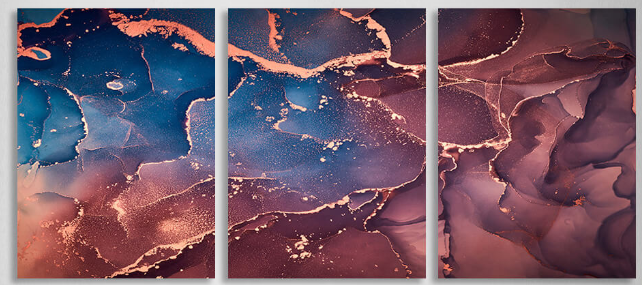 Modular burgundy and blue abstract Multi Panel Canvas Wall Art Print