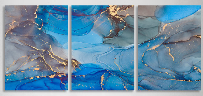 Modular gray-blue abstract Multi Panel Canvas Wall Art Print